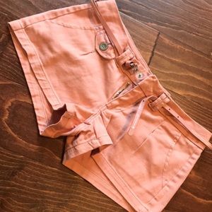 Pink denim shorts